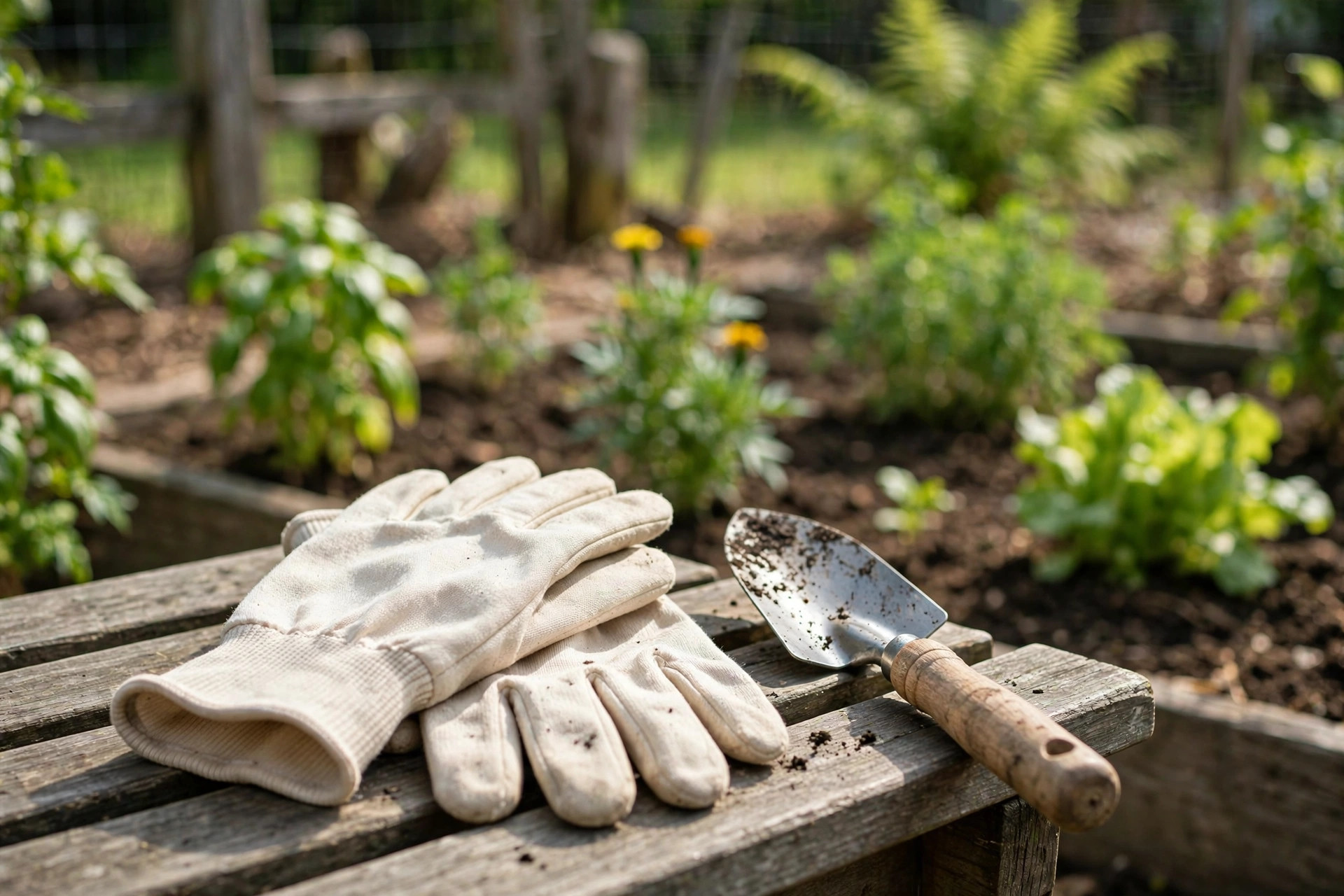 A soft pair of garden gloves for the best garden gloves for sensitive skin in a backyard