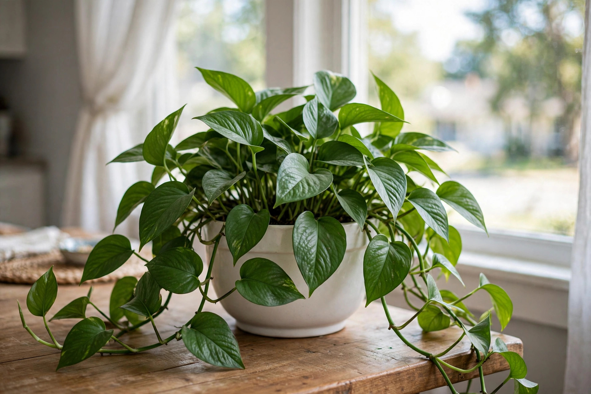 pothos plants bulk deals near me: Healthy pothos plants with long trailing vines in a sunny home