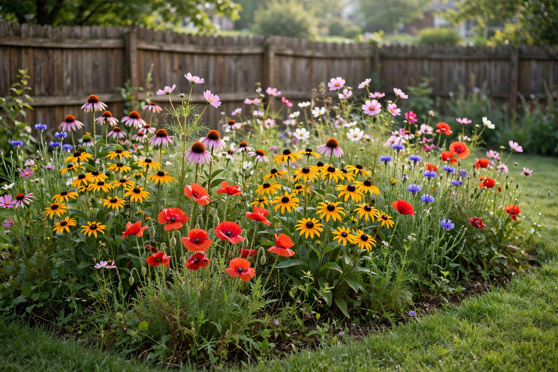 wildflower seed mixes where to buy usa: A field of mixed wildflowers in bloom