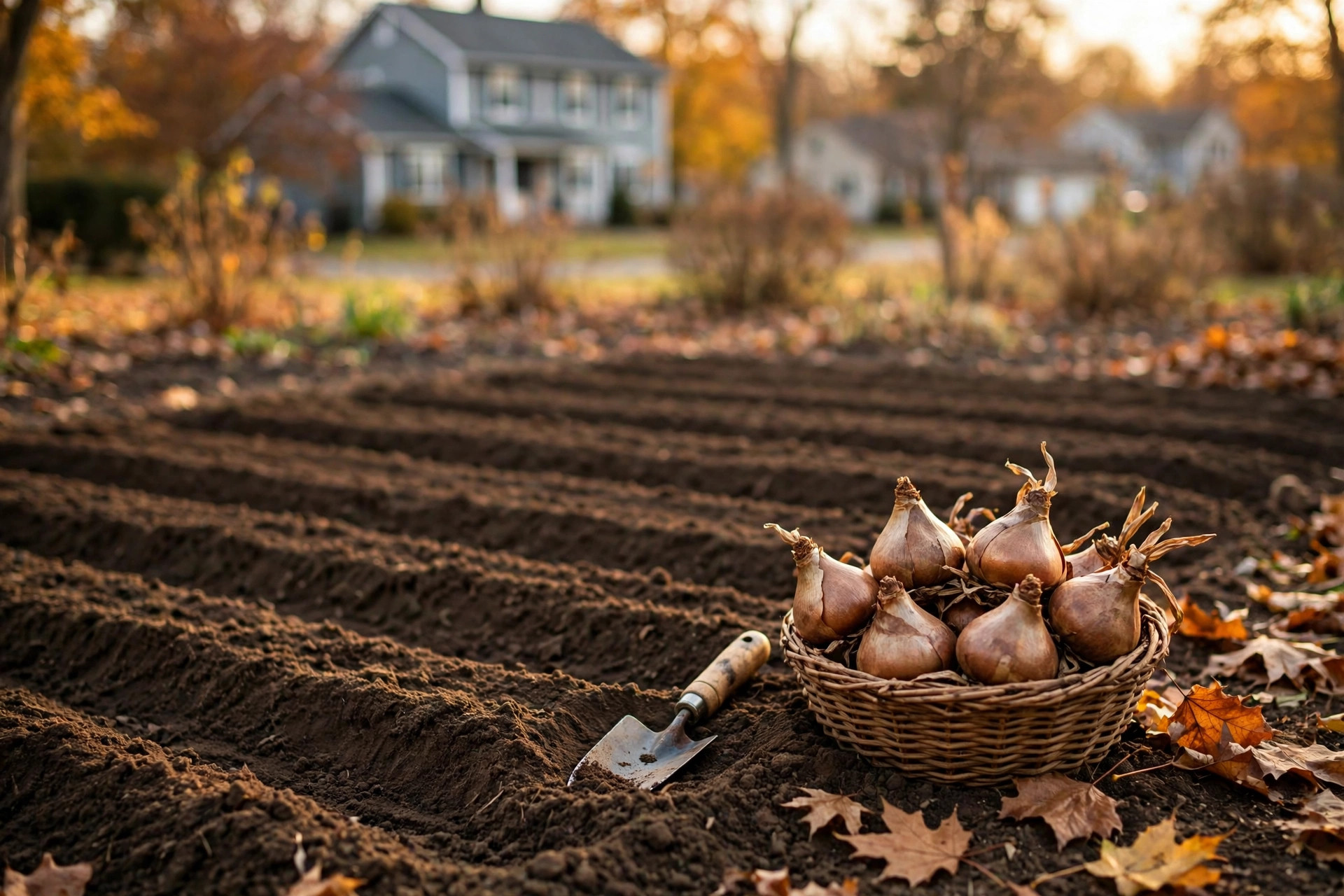 tulip bulbs fall where to buy usa: Tulip bulbs ready for fall planting in a USA garden