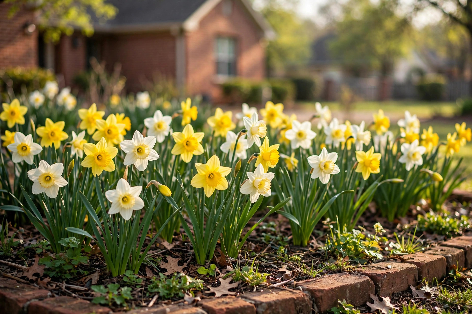daffodil bulb packs texas homes usa: Daffodil bulb packs for Texas homes USA planted in a spring garden bed