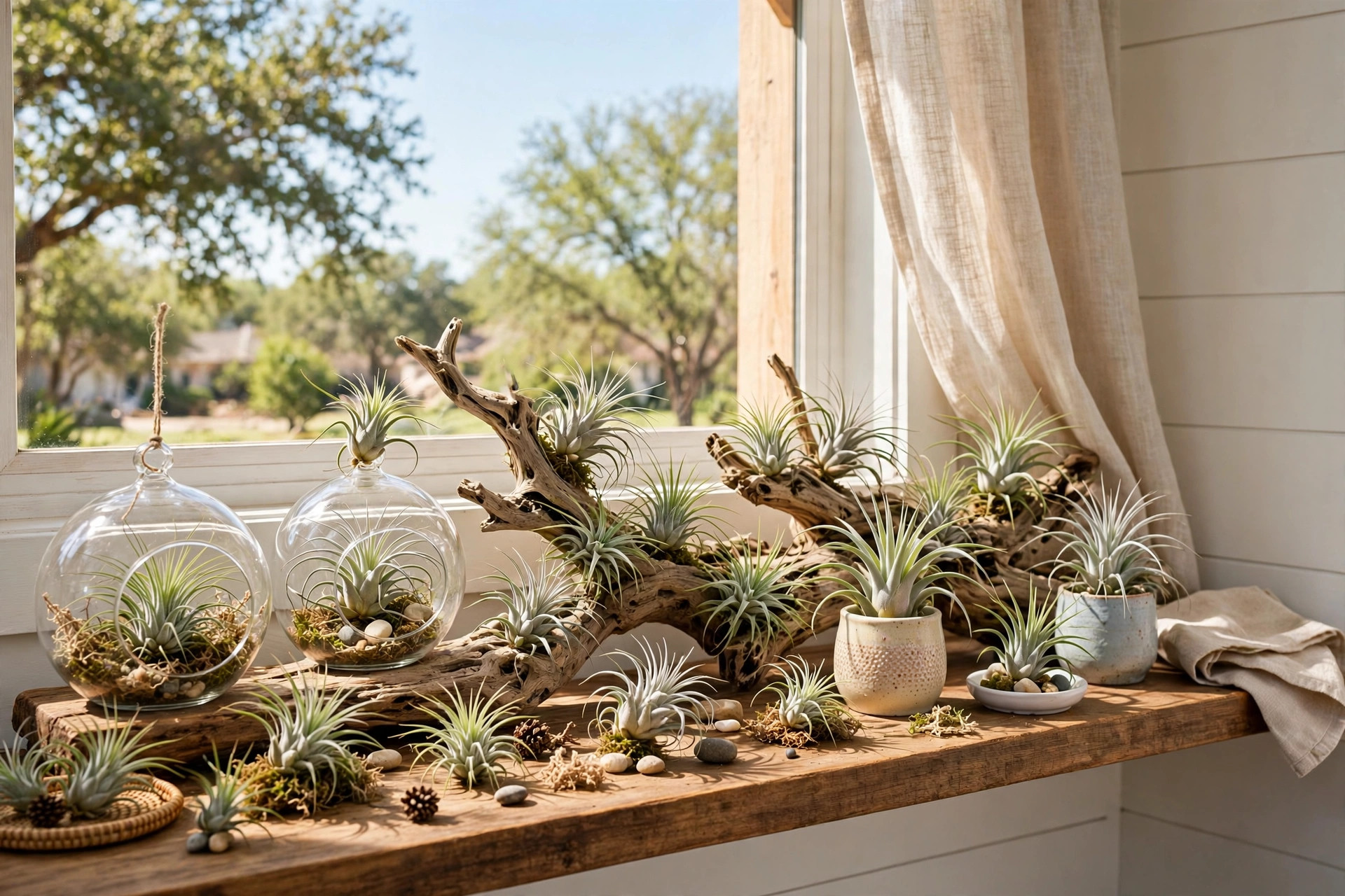 air plants bulk texas homes usa: Air plants in a bright Texas home