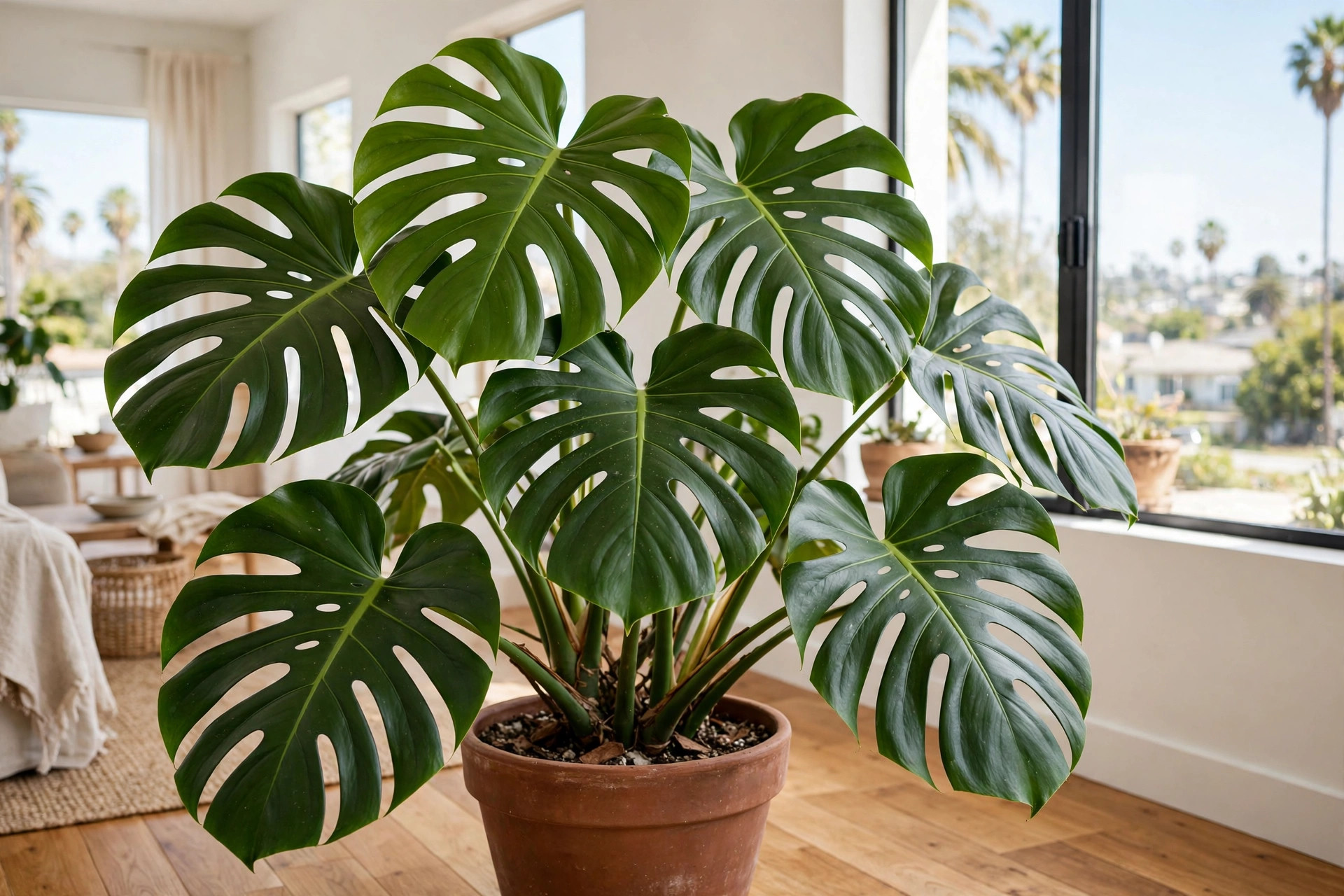 monstera plants sale california homes usa: Monstera deliciosa plants for sale in a California home setting
