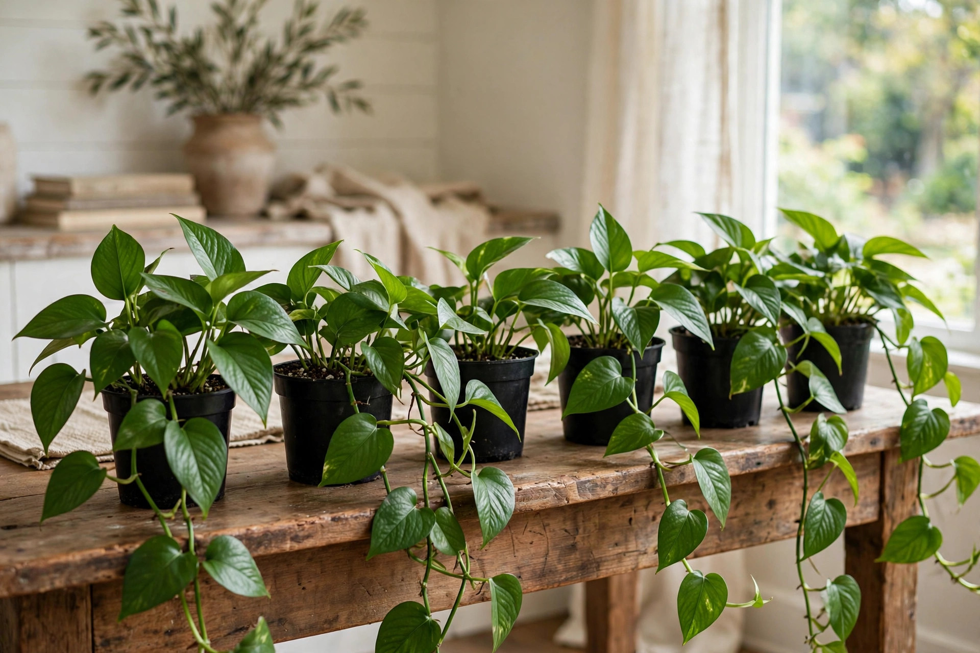 pothos plants bulk california homes usa: Bulk pothos plants in nursery pots for California homes