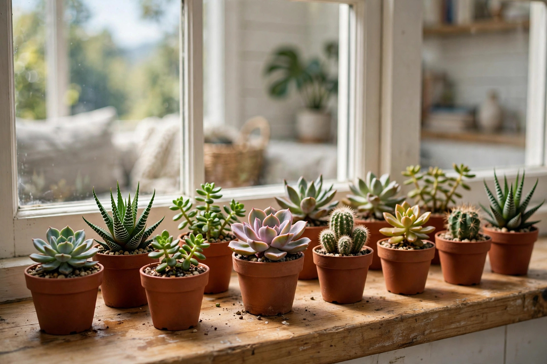 A succulent variety packs american homes guide shown as mixed succulents in pots on a sunny sill