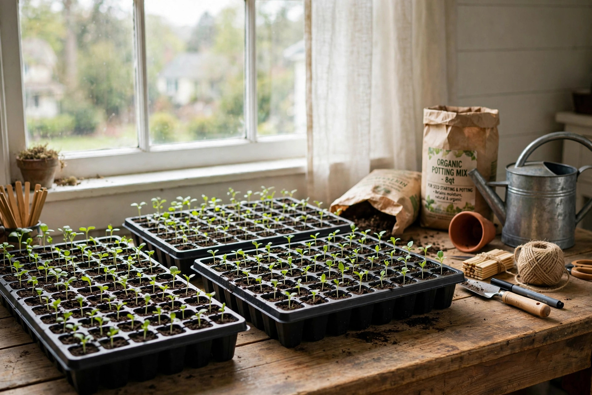 Seed starting trays usa online deals with young seedlings in a home garden room