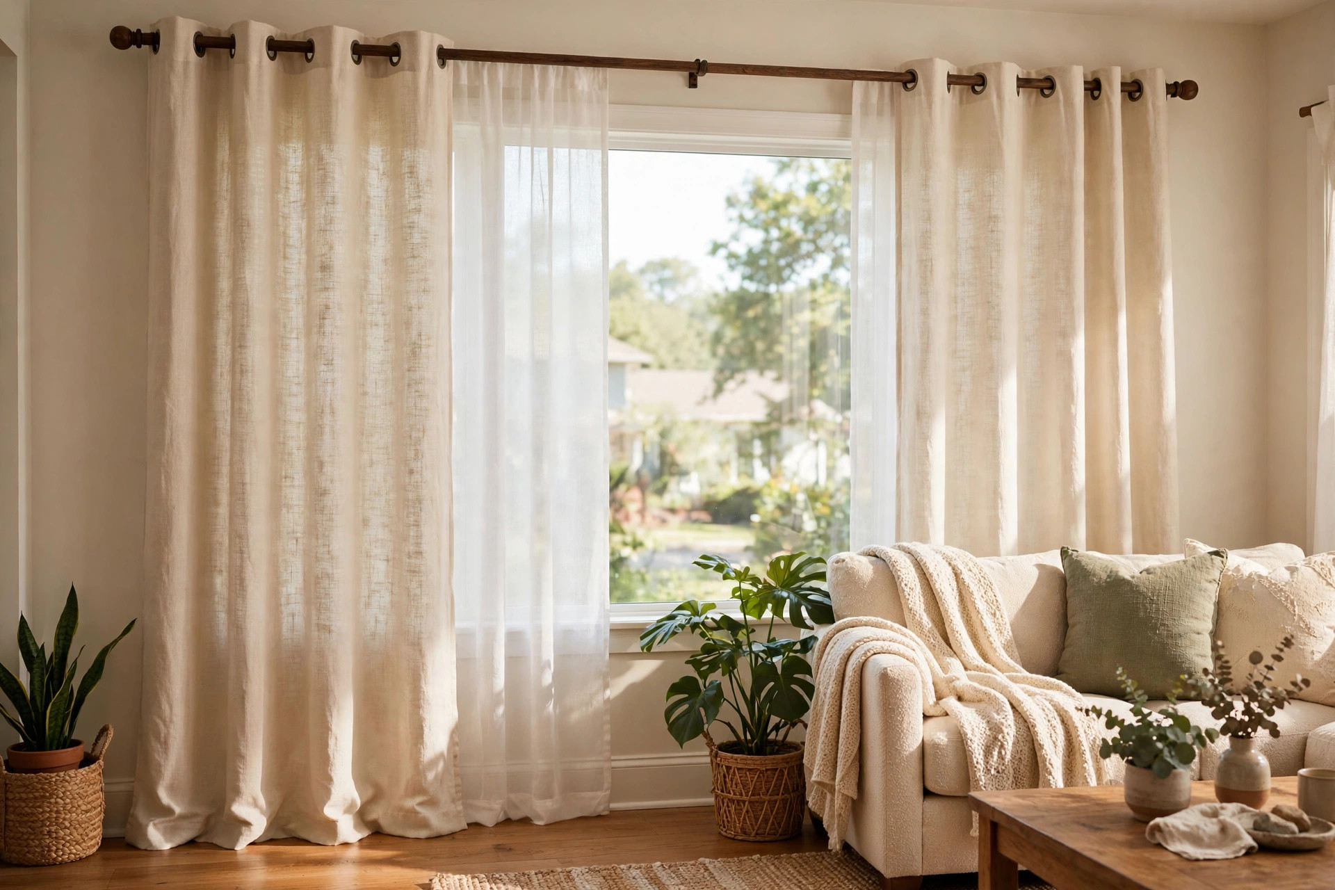Window curtain panels for sale USA in a bright living room