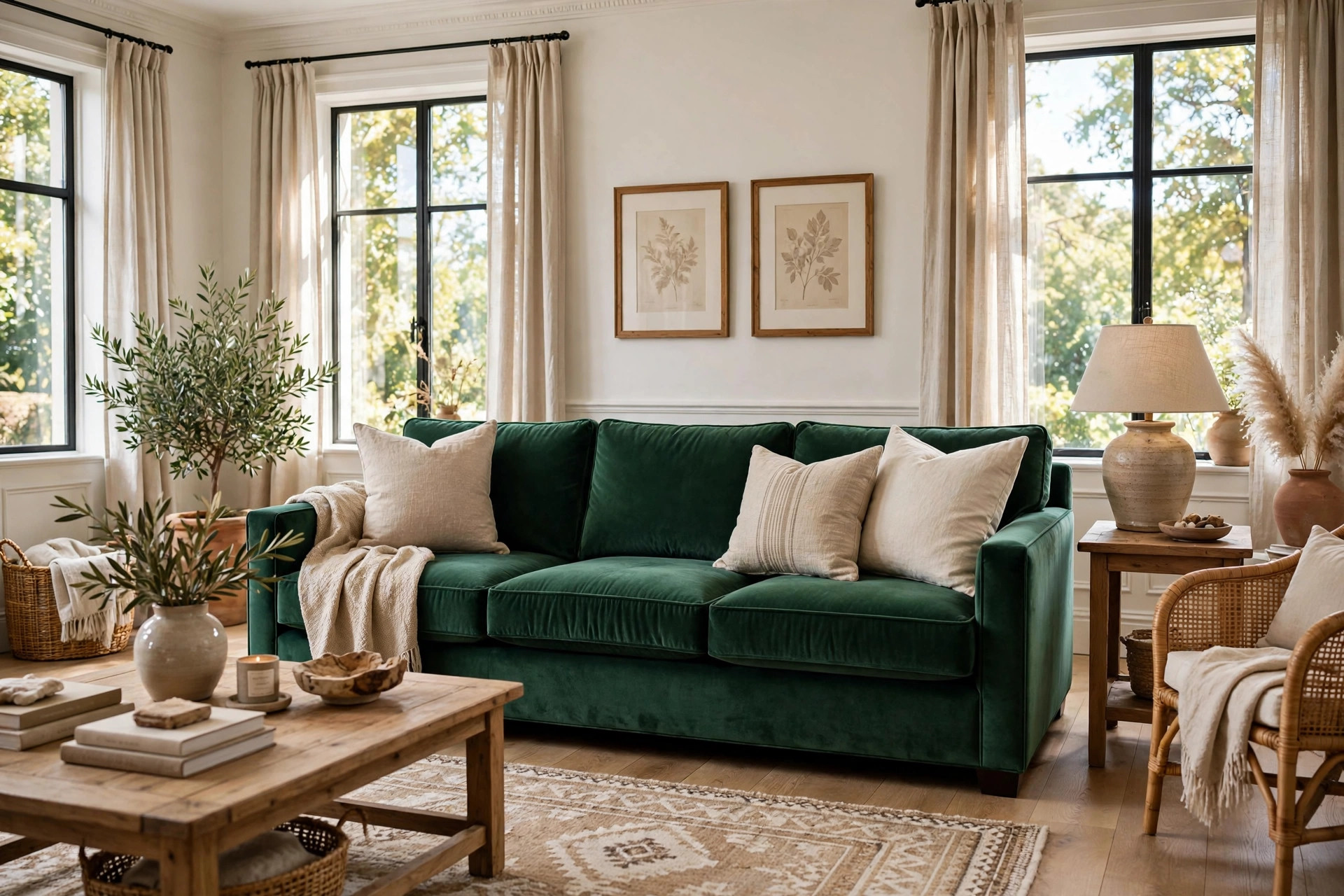velvet living sofas reviews buying guide usa: Velvet sofa in an elegant American living room