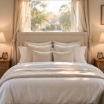 bedroom side tables reviews buying guide usa: Bedroom side tables on each side of a bed in a real American bedroom