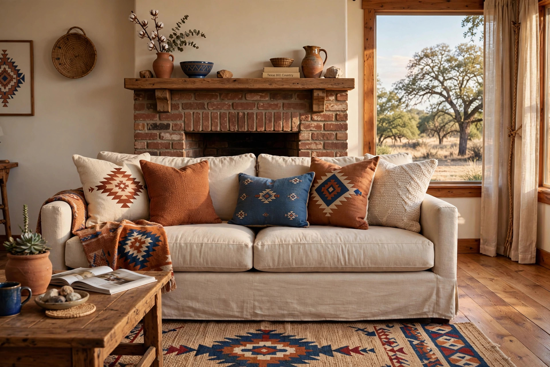 couch throw pillows texas homes usa: Couch throw pillows styled on a sofa in a Texas home