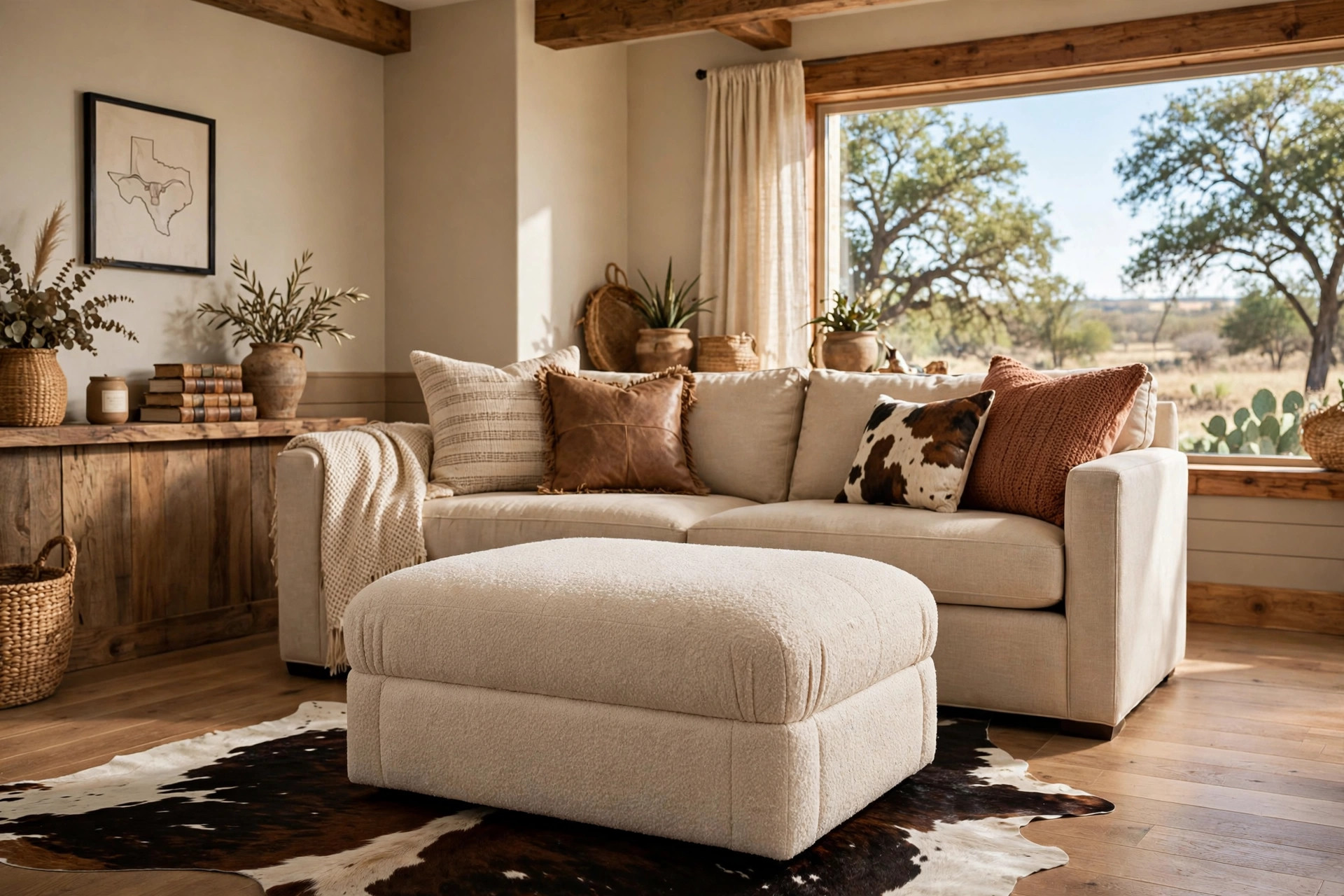 living room ottomans texas homes usa: Living room ottomans in a Texas home living room