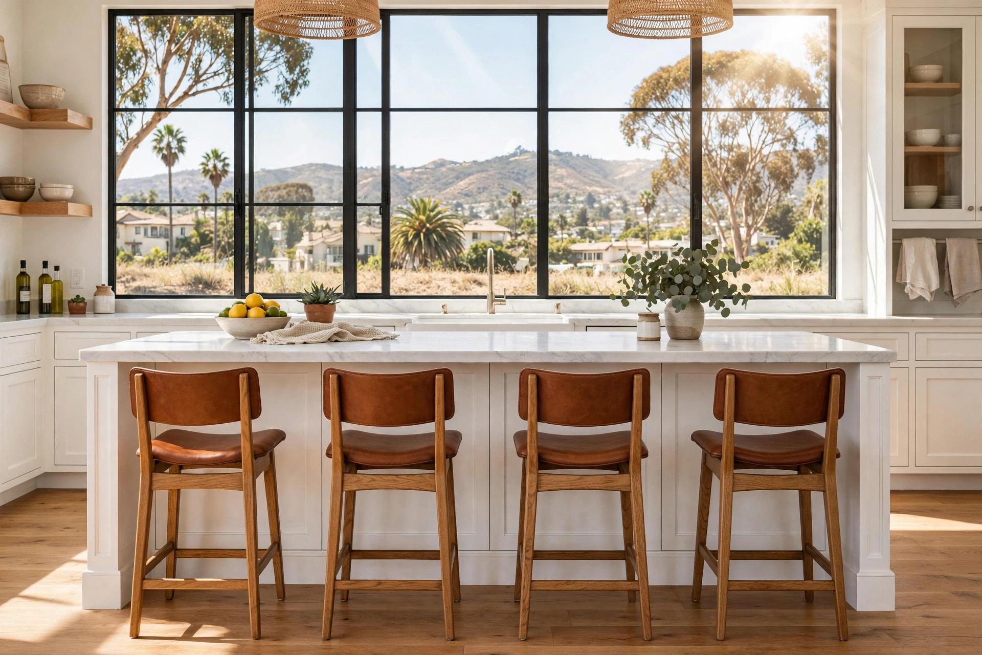 Kitchen island stools california homes usa in a bright California kitchen