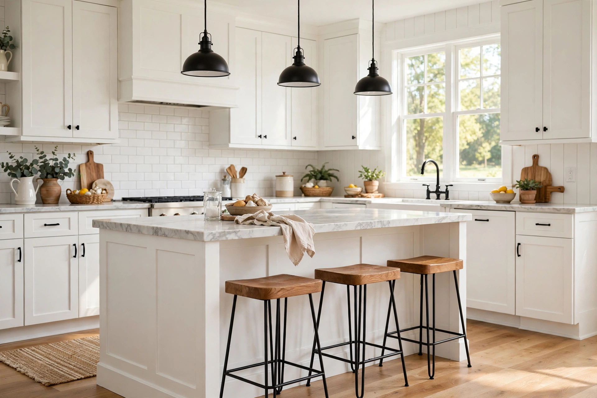 kitchen island stools american homes guide: Kitchen island stools in an American home kitchen