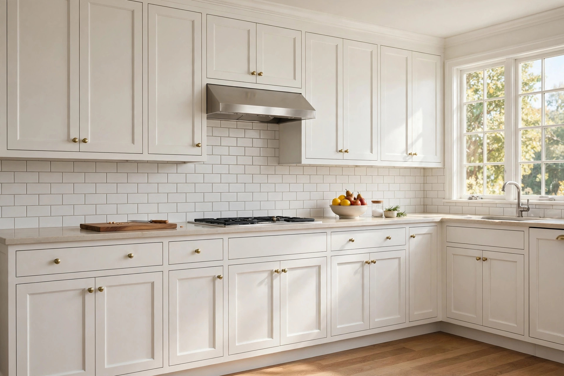 shaker cabinet doors for sale usa: A white shaker-style kitchen cabinet door leaning against a kitchen counter