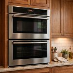 double wall ovens for sale usa: Double wall oven unit in a modern American kitchen