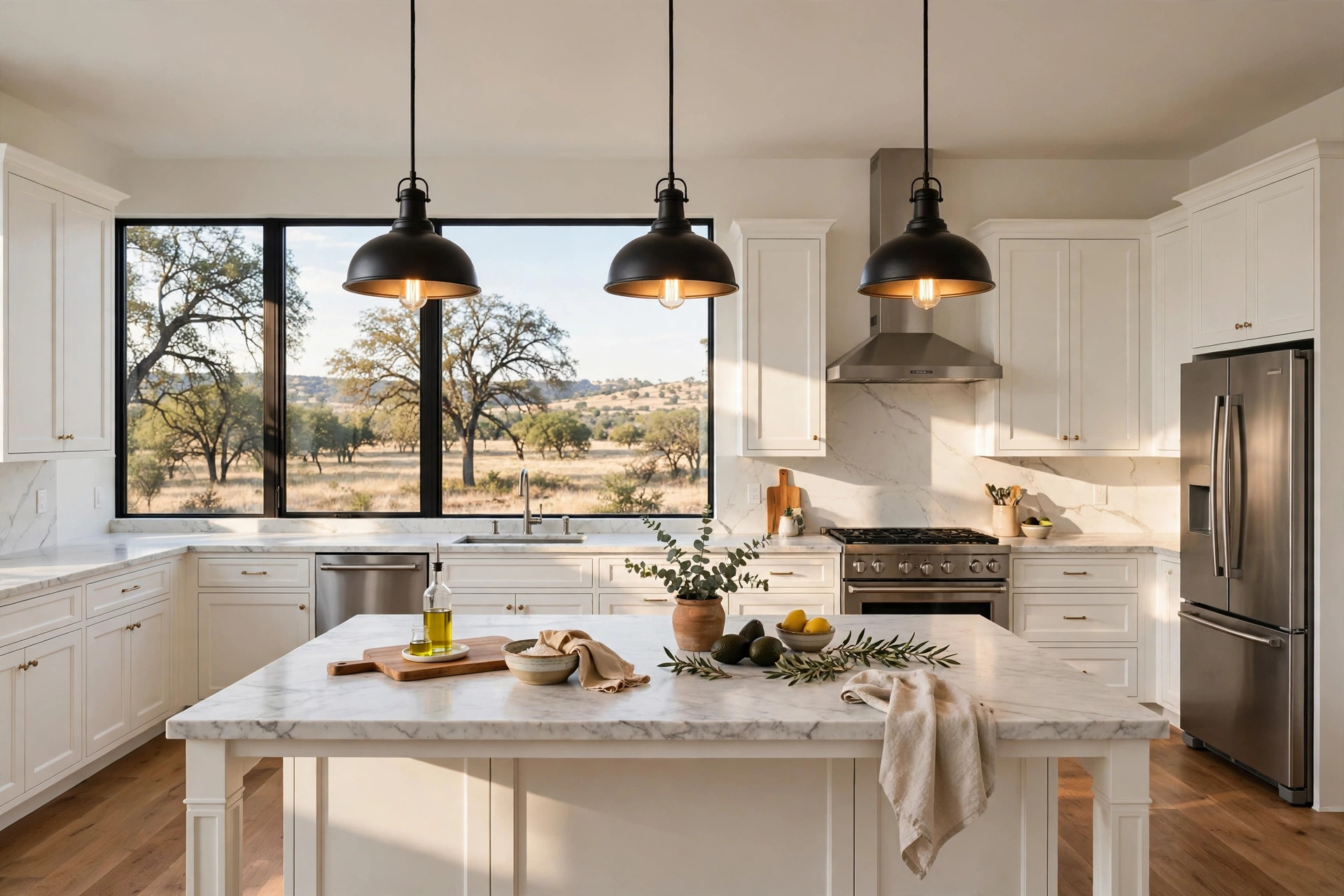 kitchen island hanging lights texas homes usa: Kitchen island hanging lights in a Texas home kitchen