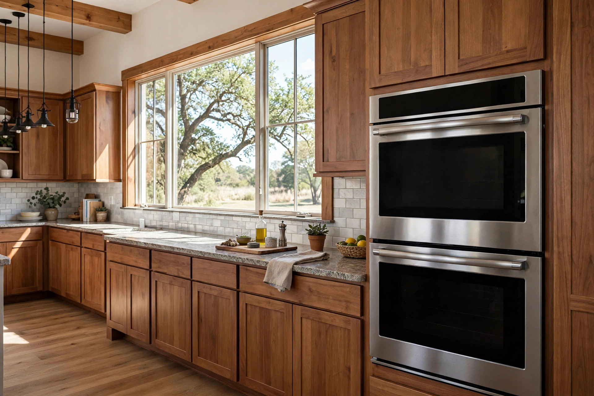 double wall ovens texas homes usa: Double wall ovens in a Texas home kitchen