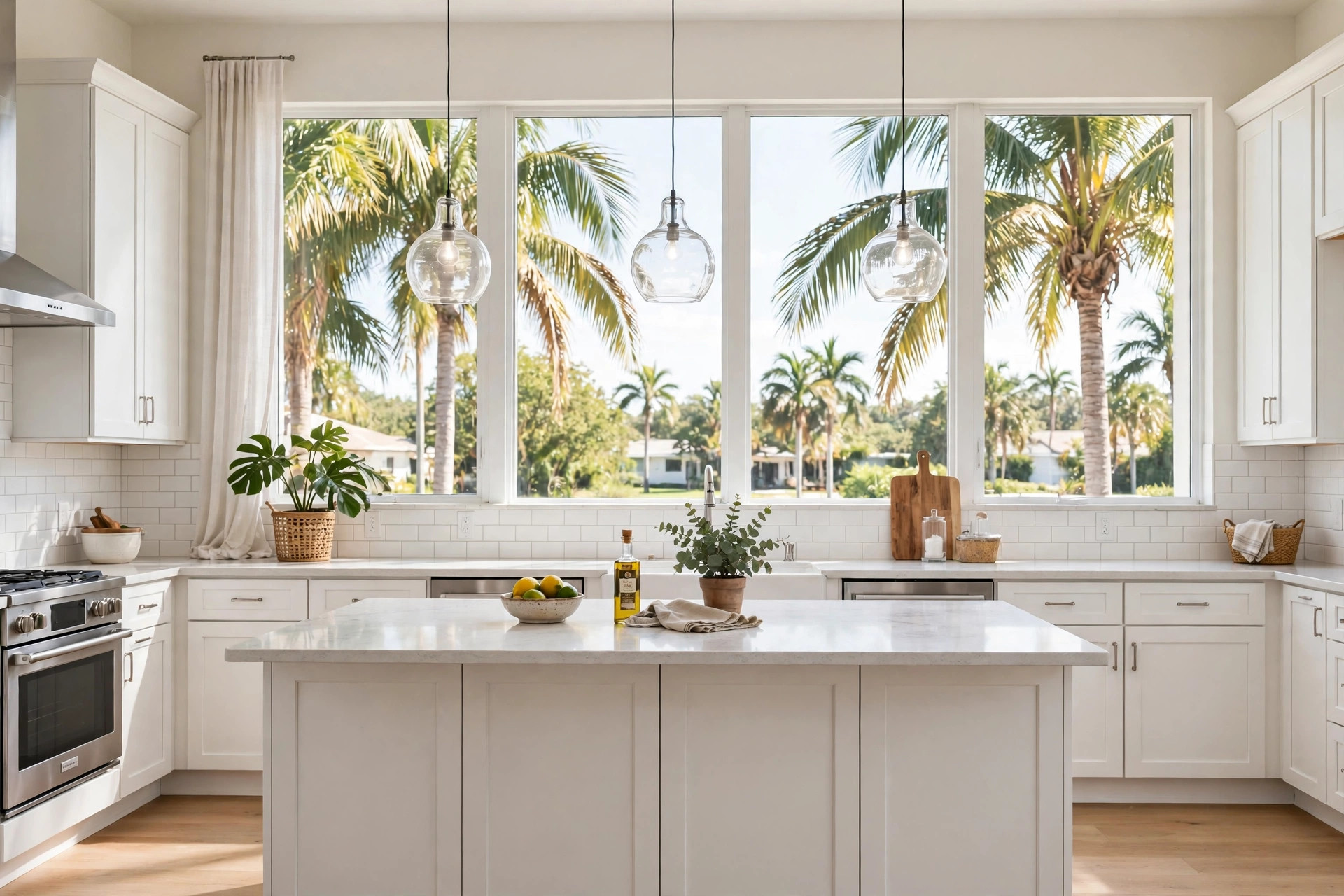 kitchen island hanging lights florida homes usa: Kitchen island hanging lights in a Florida home kitchen