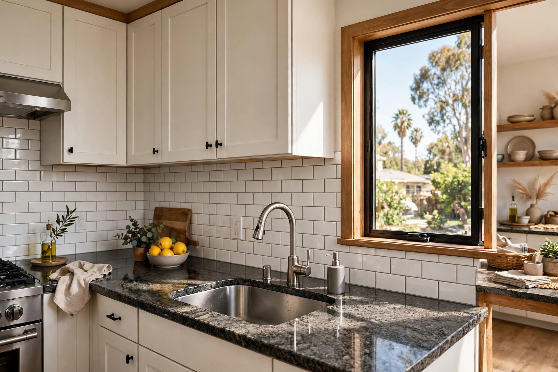 kitchen backsplash tiles california homes usa: Kitchen backsplash tiles installed in a California home
