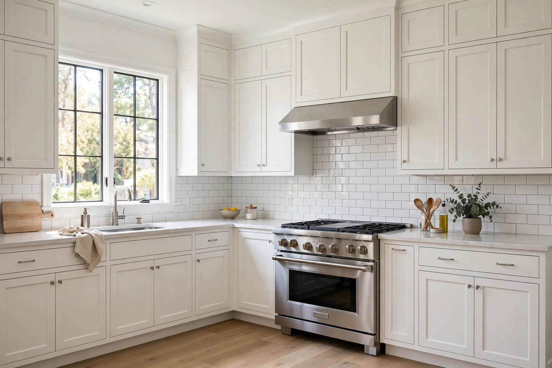 Shaker cabinet doors american homes guide: white shaker doors in a bright kitchen