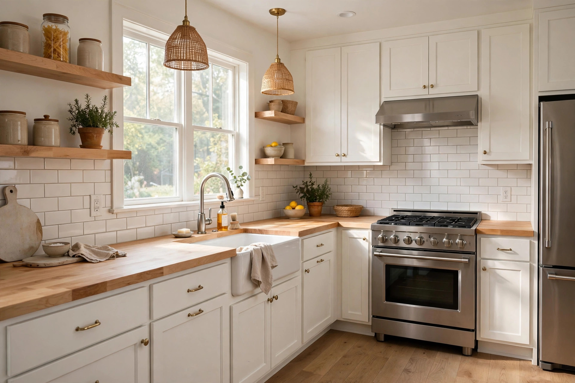 Butcher block countertops USA online deals featured in a real kitchen