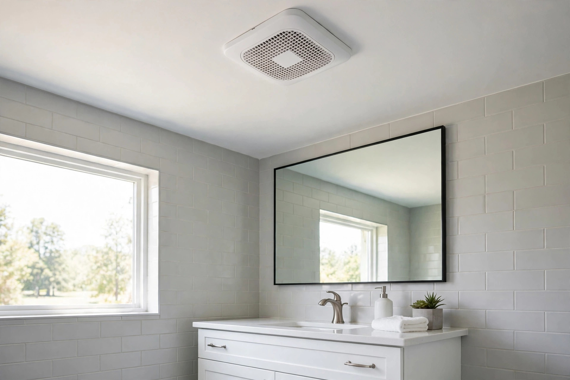 Quiet exhaust fans for sale USA in a clean American bathroom