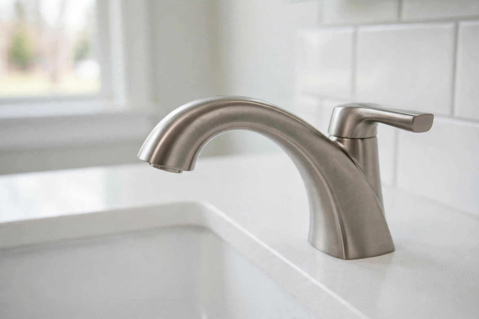 Brushed nickel bathroom faucet close-up for brushed nickel faucets deals near me