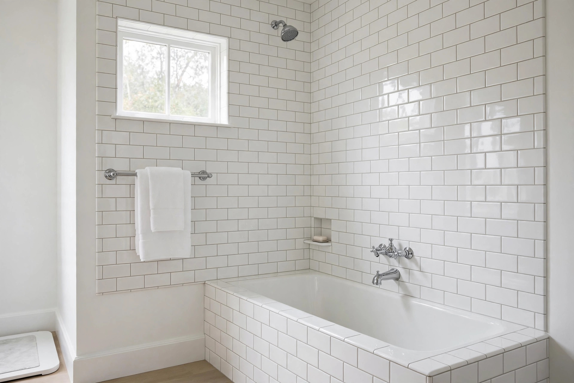 bathroom wall tiles reviews buying guide usa: Bathroom wall tiles in a bright American bathroom