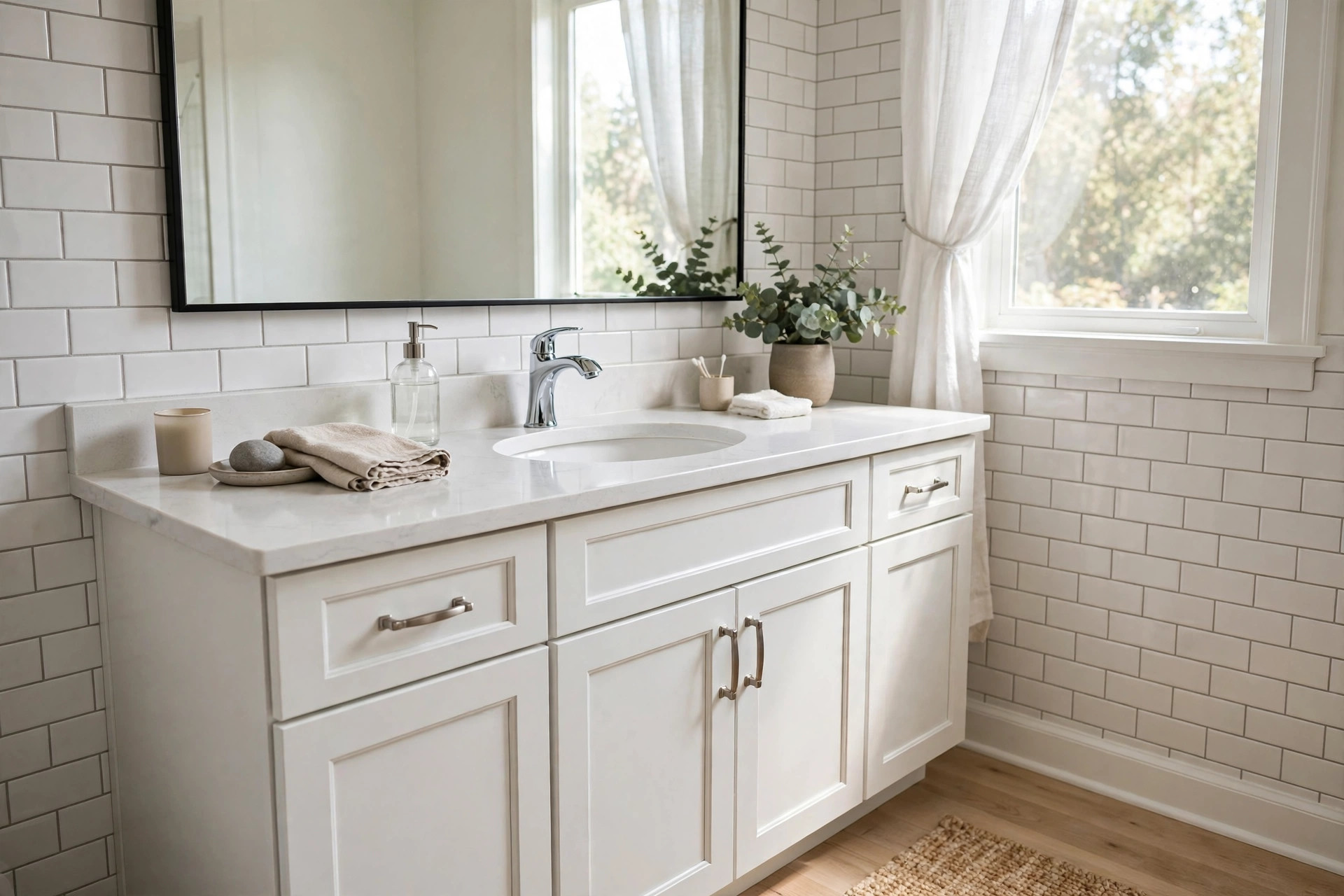 bathroom sink vanities where to buy usa: Where to buy bathroom sink vanities in the USA: a new vanity with sink in a clean bathroom