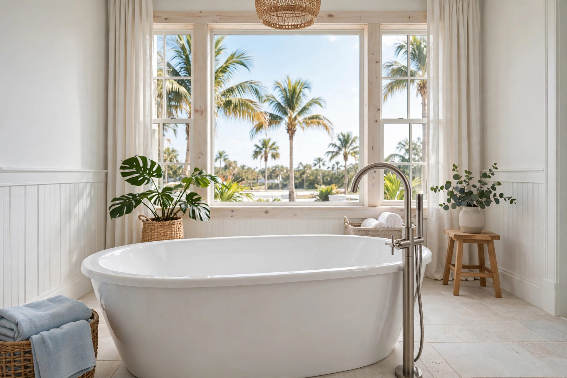freestanding soaking tubs florida homes usa: Freestanding soaking tub in a Florida home bathroom