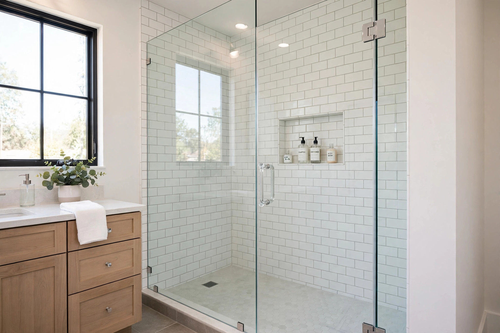 frameless shower doors usa online deals: frameless shower doors in a modern American bathroom
