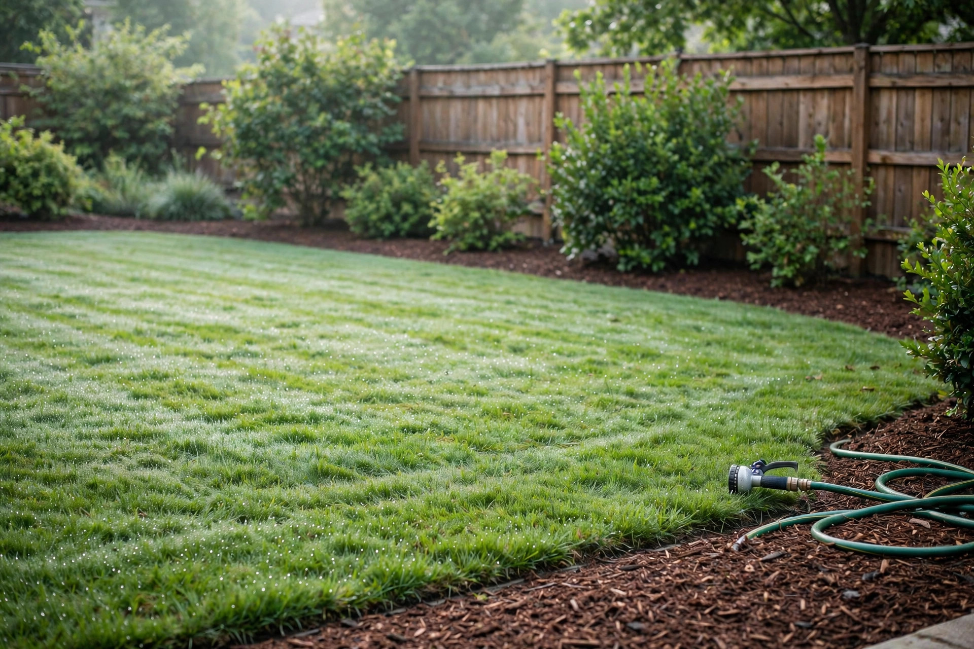 Outdoor tick control for yards reviews: a sprayer treating a suburban lawn border