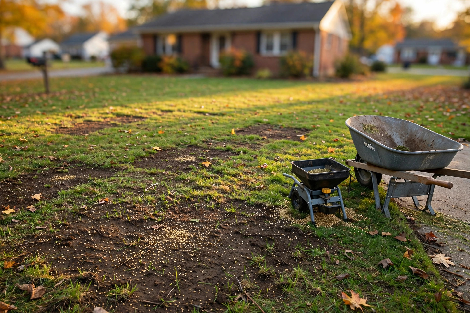 Green lawn freshly overseeded by an affordable lawn overseeding service near me