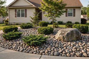 River Rock Landscaping Ideas for the Front Yard