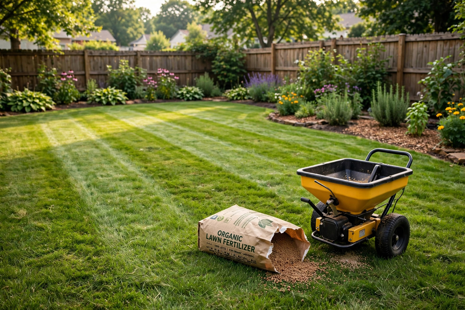 Green lawn treated with the best organic lawn care products usa gardeners trust