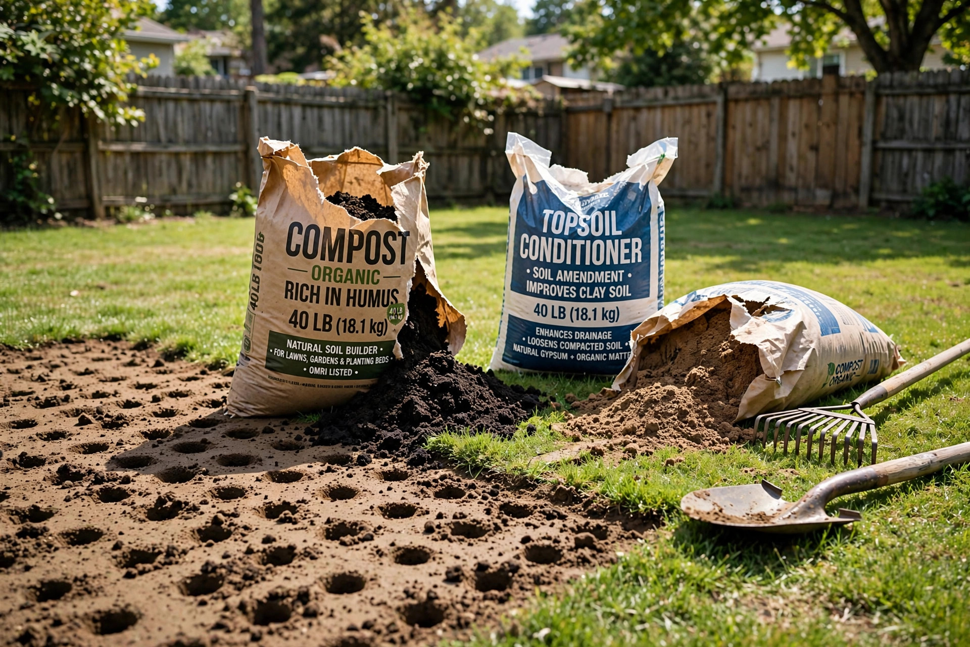 Best soil amendment for clay lawns applied to a yard