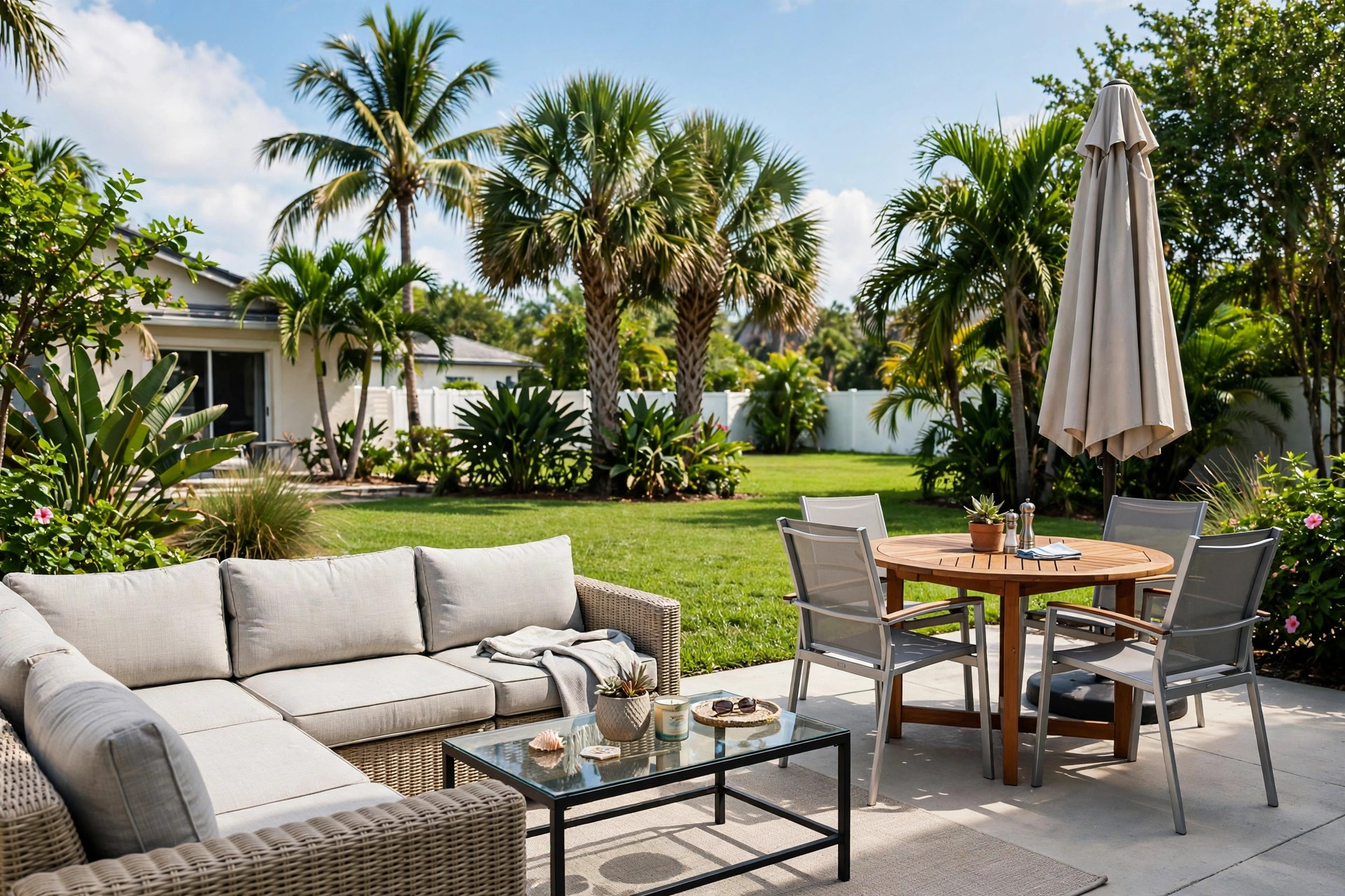 Best patio furniture for Florida weather on a sunny backyard patio