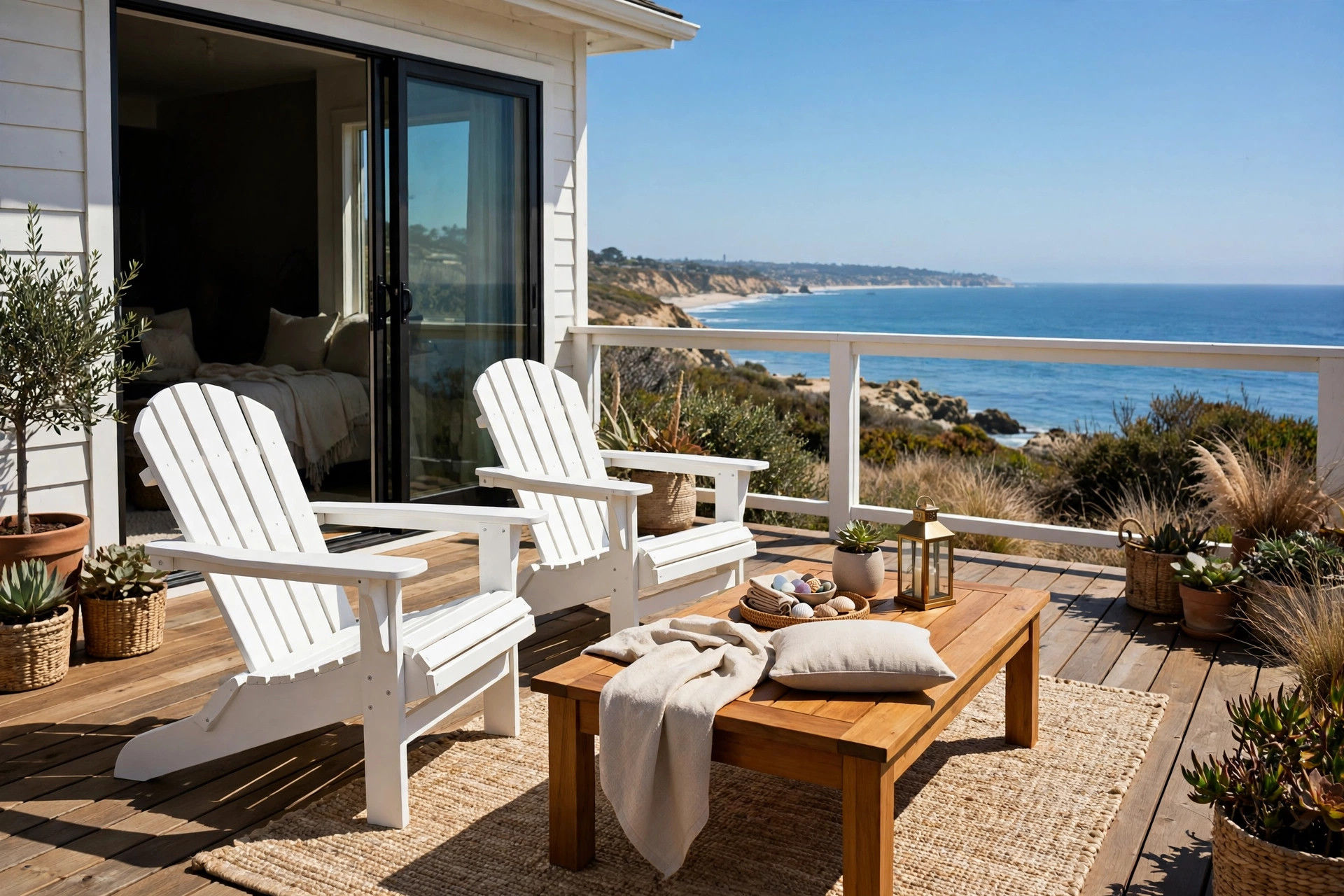 Best patio furniture for beach house on a sunny oceanfront deck
