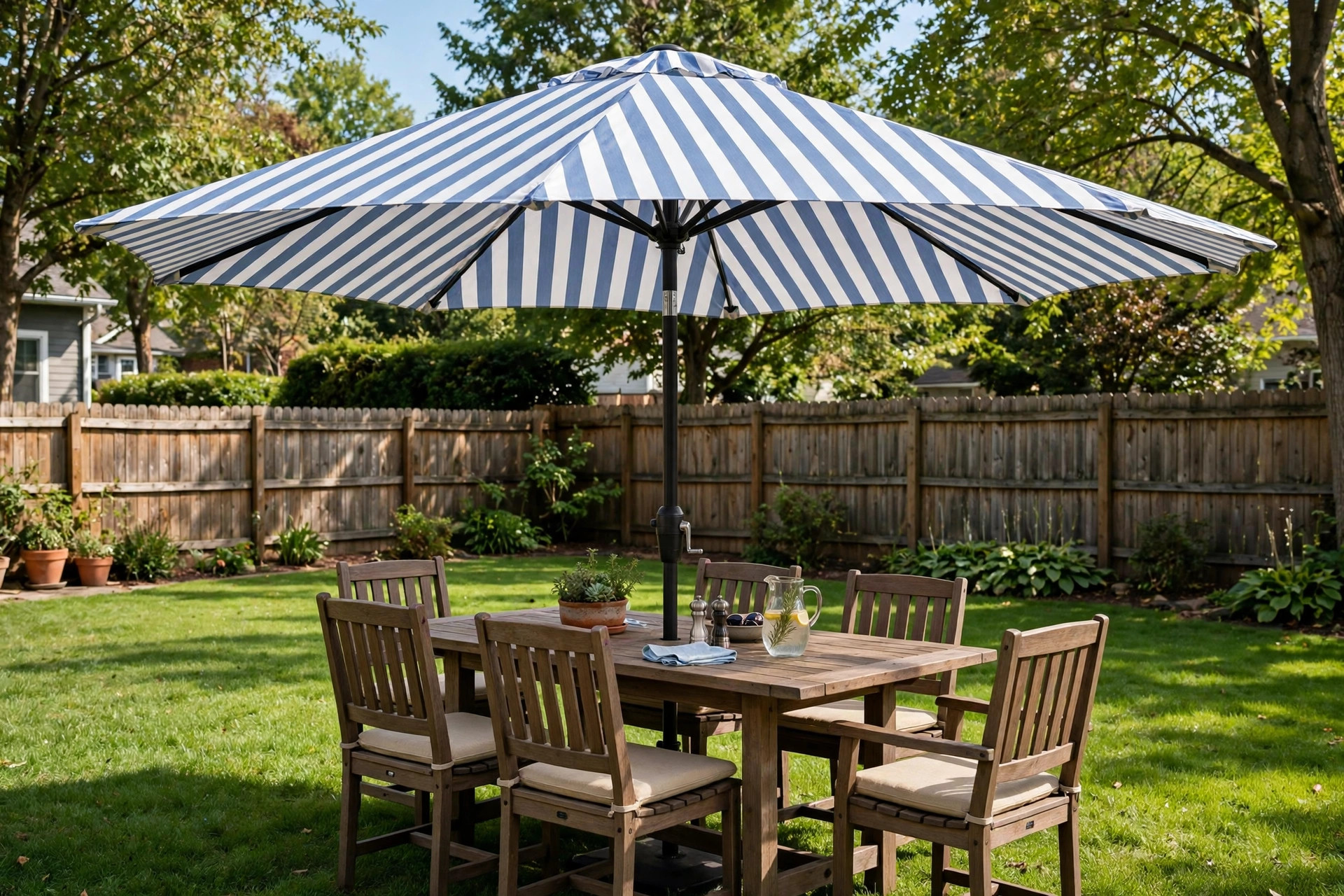 Patio umbrella replacement canopy 11ft on a backyard table