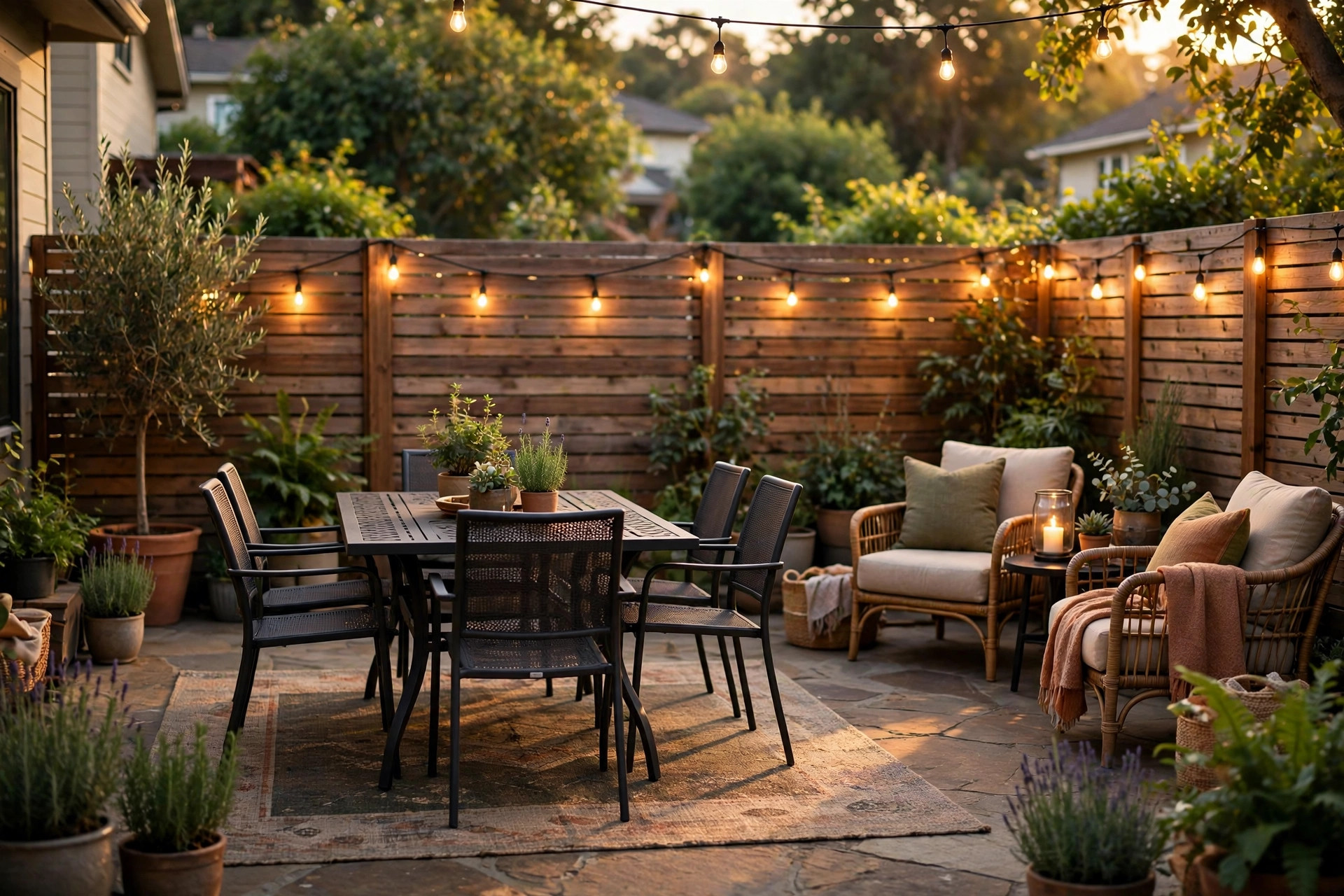 patio furniture for airbnb backyard ideas with outdoor dining set and lounge chairs