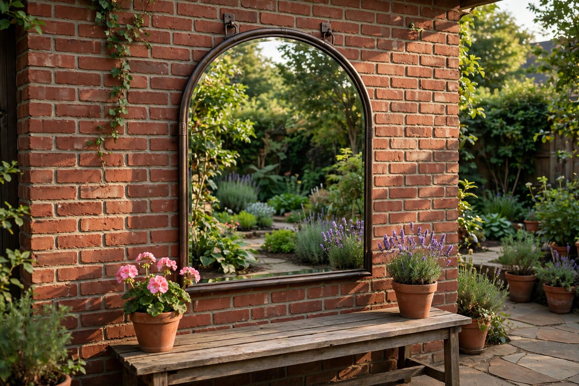Best outdoor mirror for patio wall hanging on a garden patio