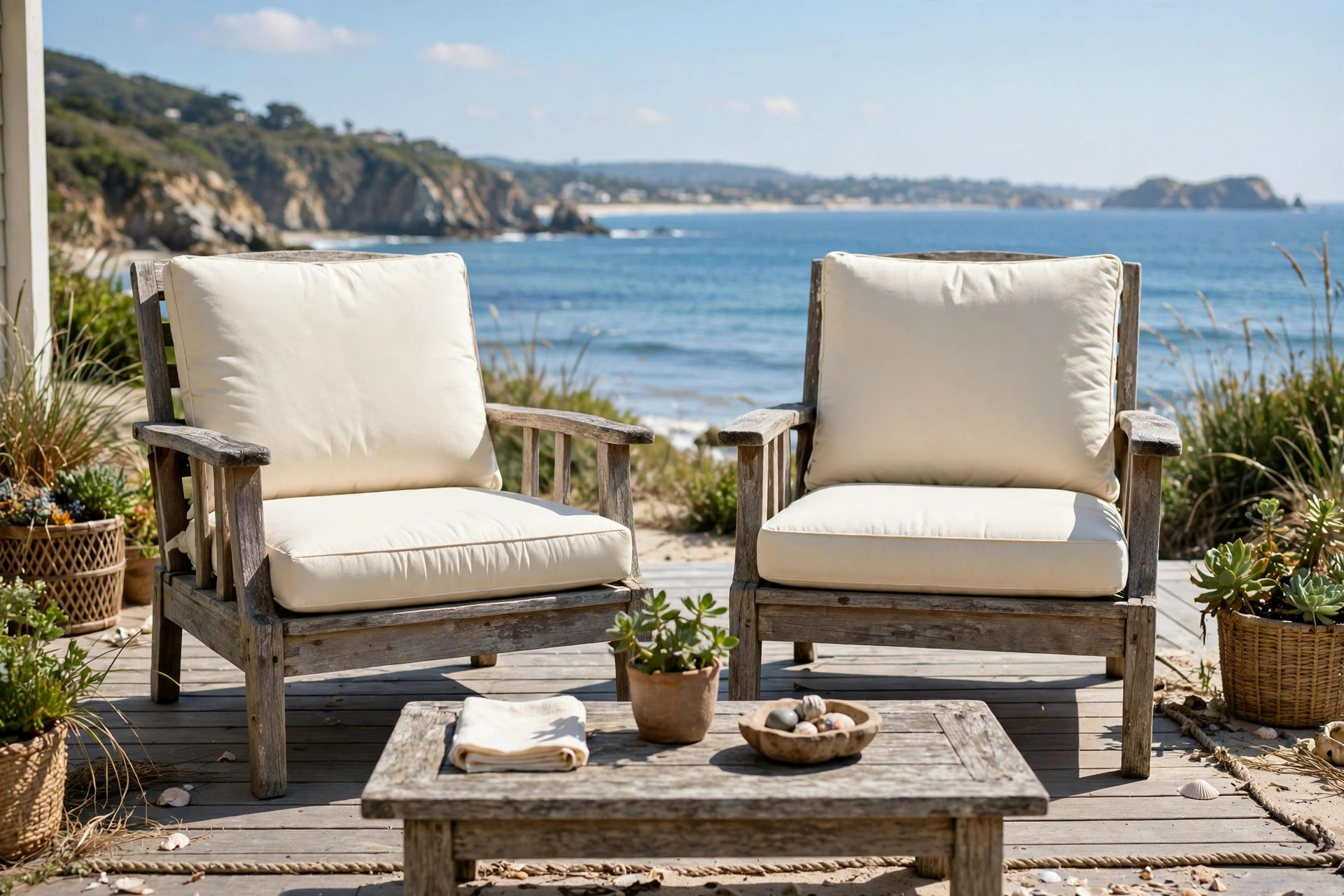 Best outdoor furniture for coastal homes on a seaside patio