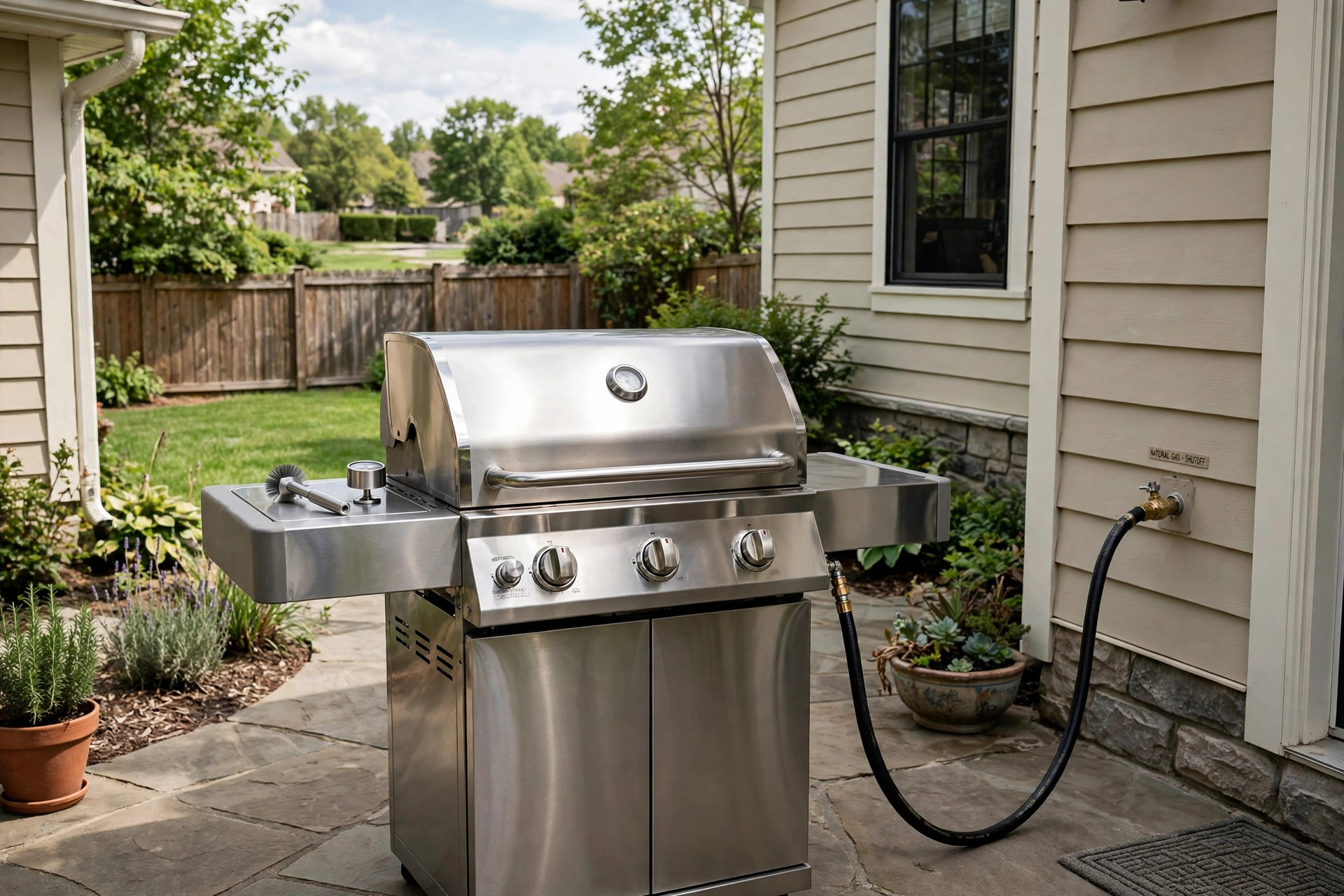 how to convert grill to natural gas: Gas grill converted to natural gas on a home patio