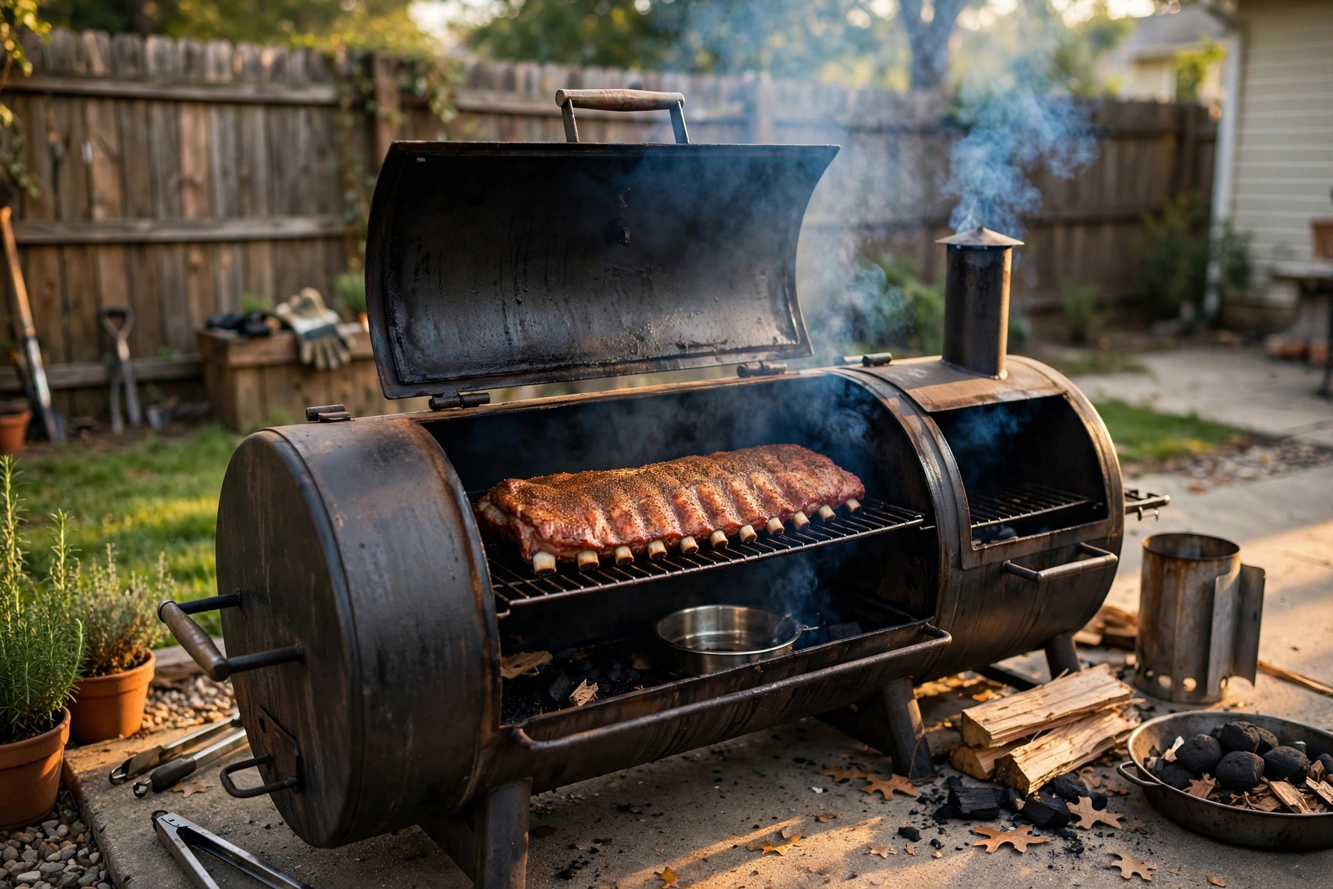 how to smoke ribs without wrapping: Ribs smoking unwrapped on a backyard smoker