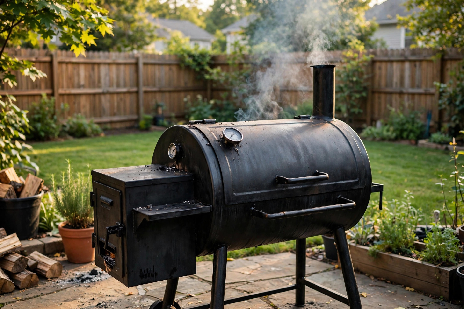 smoker for sale near me used: Used smoker for sale in a backyard setting