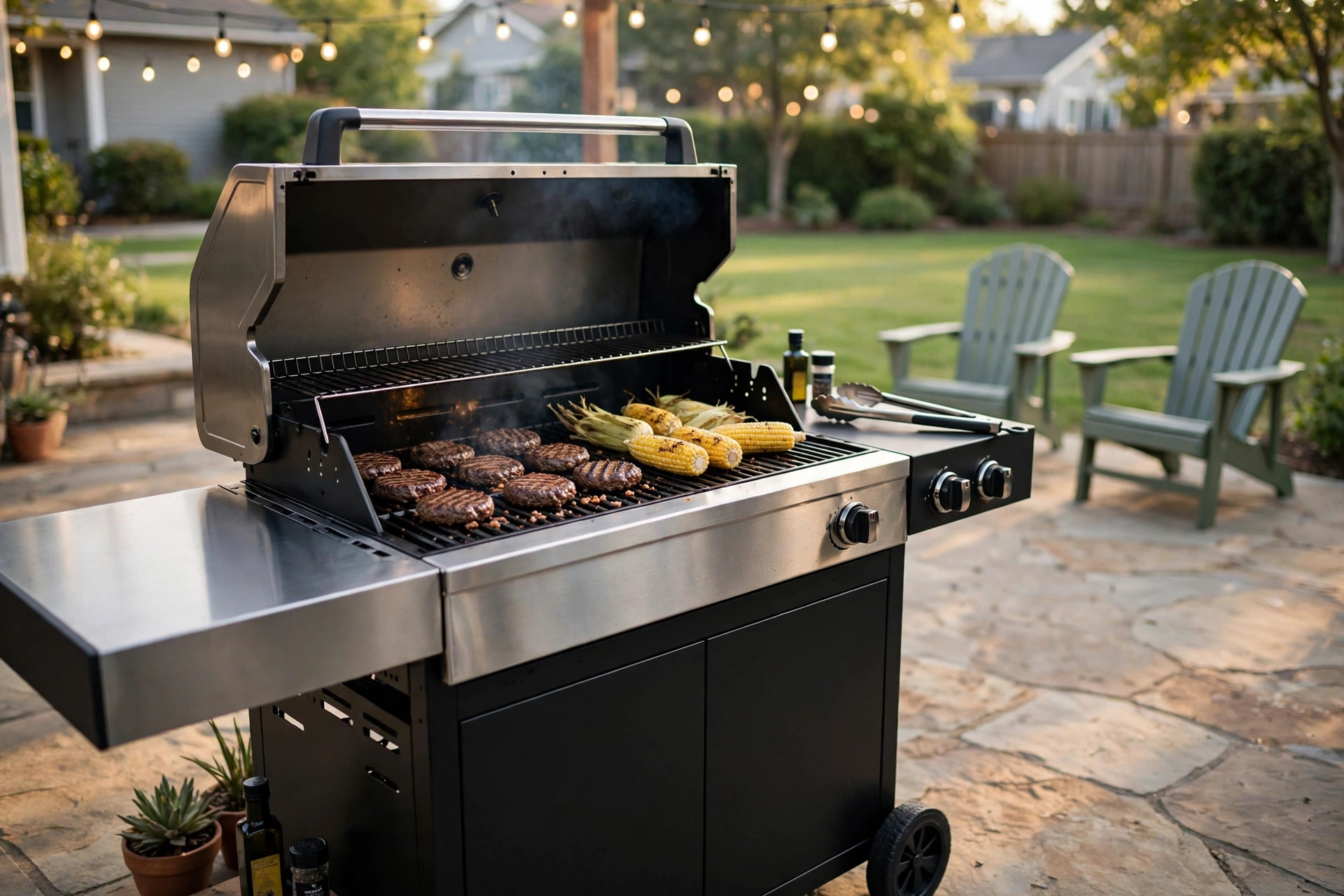 best bbq for large gatherings reviews: Large backyard barbecue grill cooking food for a crowd