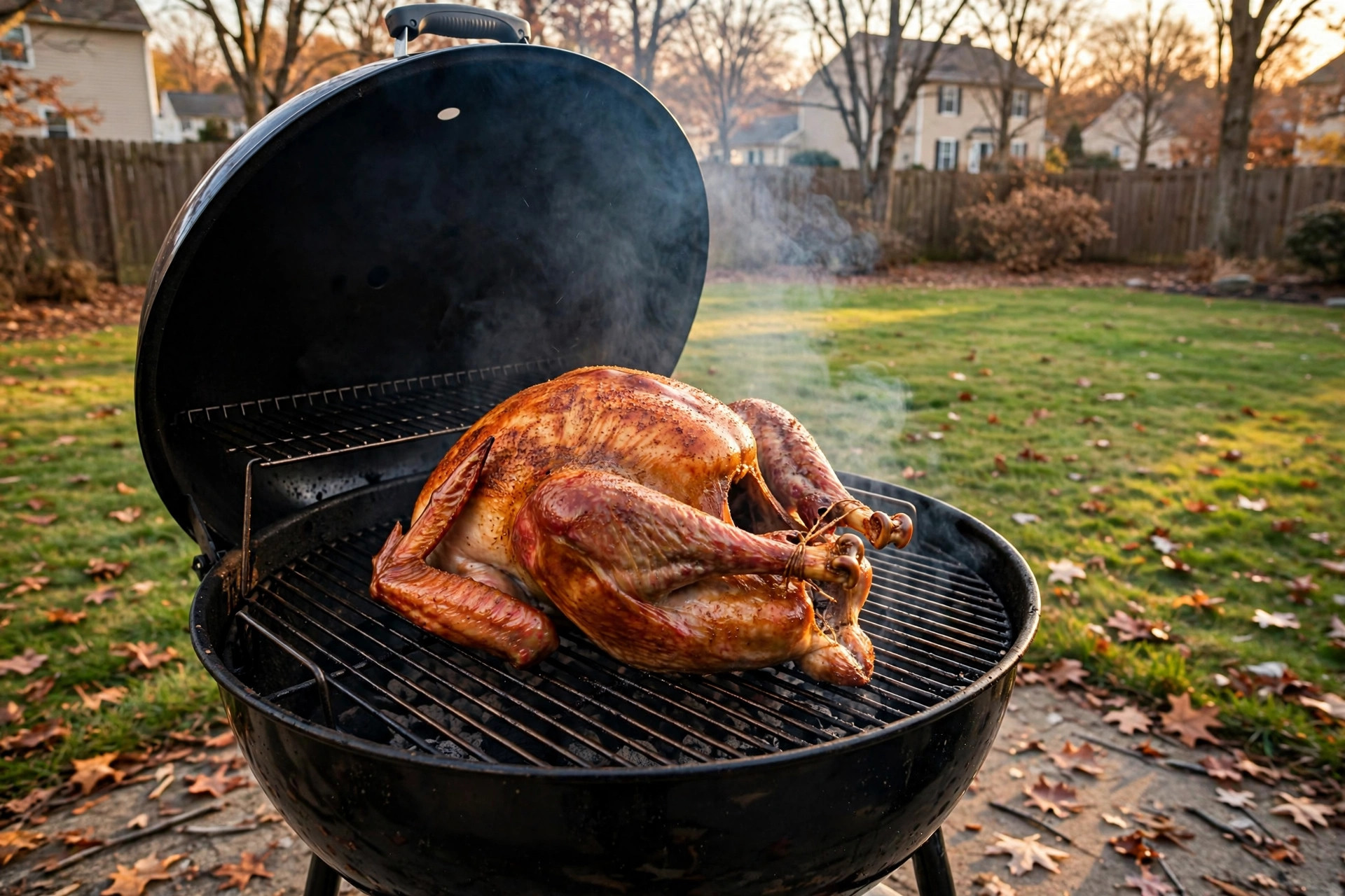 Best bbq for thanksgiving turkey outdoors: whole turkey grilling in a backyard