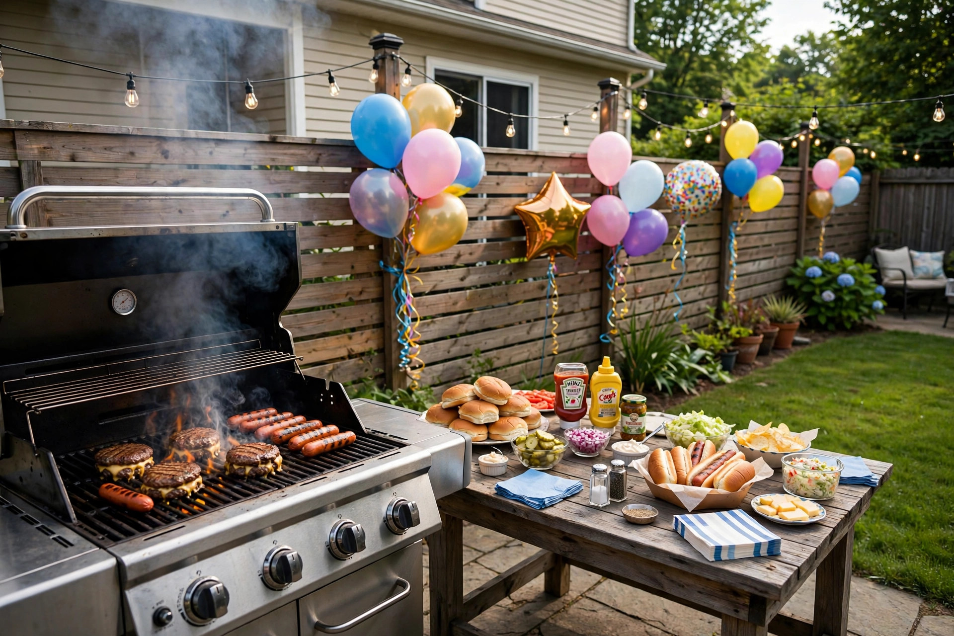 Best BBQ for birthday party backyard grill setup in a decorated yard