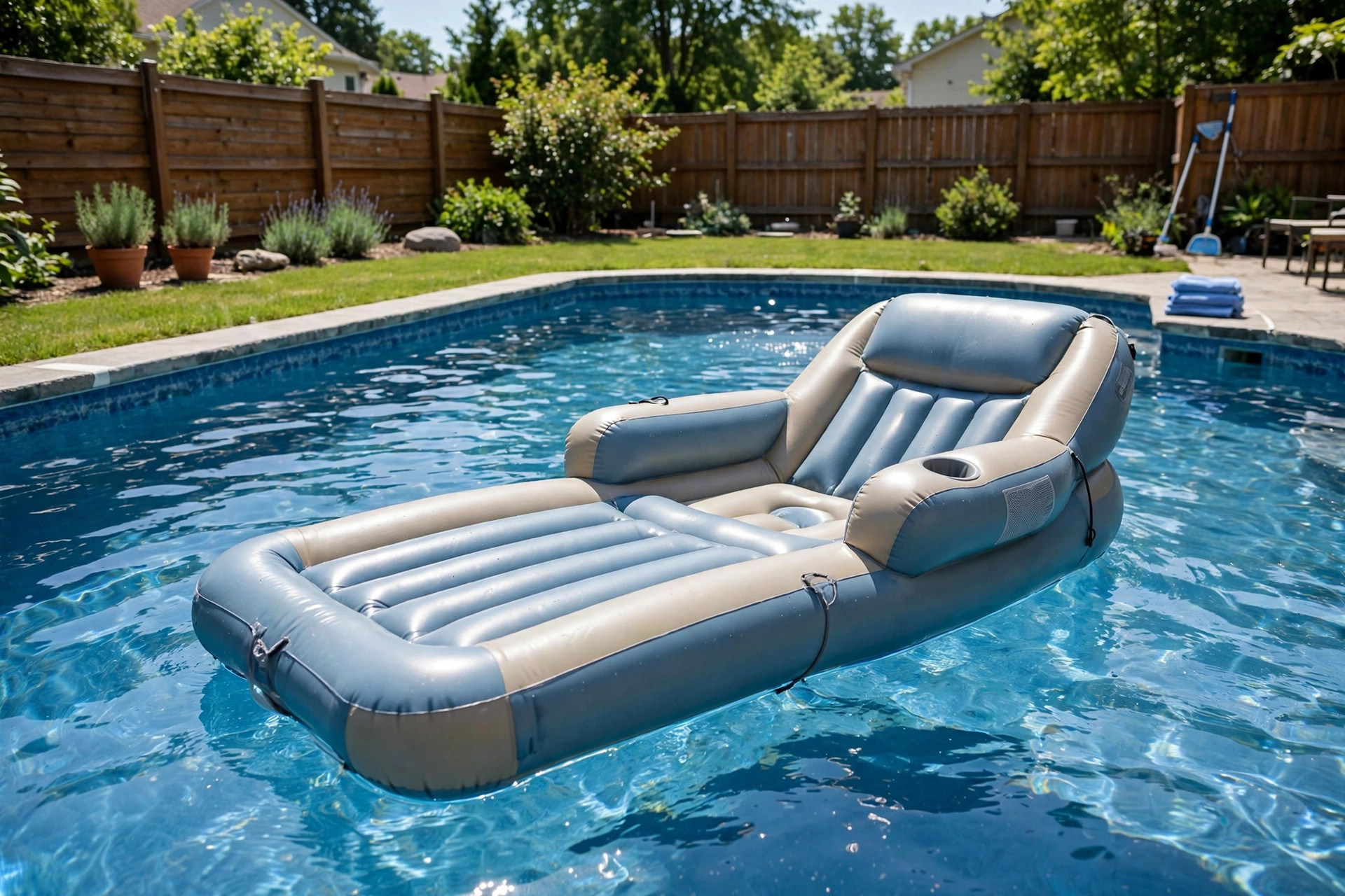Best pool floats for adults reviews photo of a comfortable adult pool float in a backyard pool