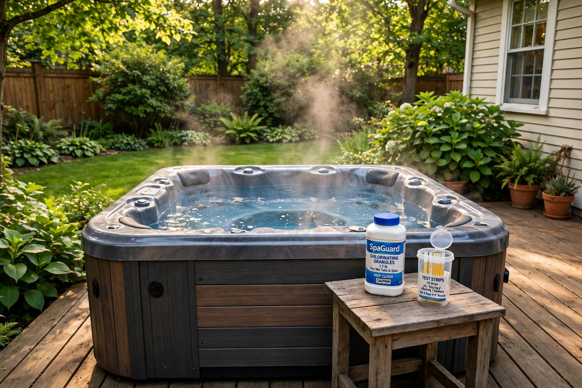 How to maintain hot tub water chemistry in a clean backyard spa